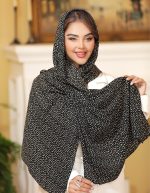 شال برشکا ارکیده سفیدمشکی طرح میکس 6 طرح در جین سری  60 تایی - Image 6