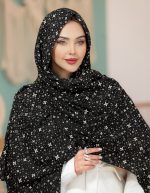 شال برشکا ارکیده سفیدمشکی طرح مارک  6 طرح در جین سری  60 تایی