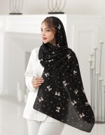 شال برشکا ارکیده سفیدمشکی طرح مارک  6 طرح در جین سری  60 تایی - Image 7