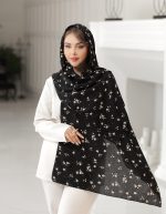شال برشکا ارکیده سفیدمشکی طرح میکس 6 طرح در جین سری  60 تایی - Image 3