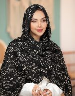 شال برشکا ارکیده سفیدمشکی طرح میکس 6 طرح در جین سری  60 تایی