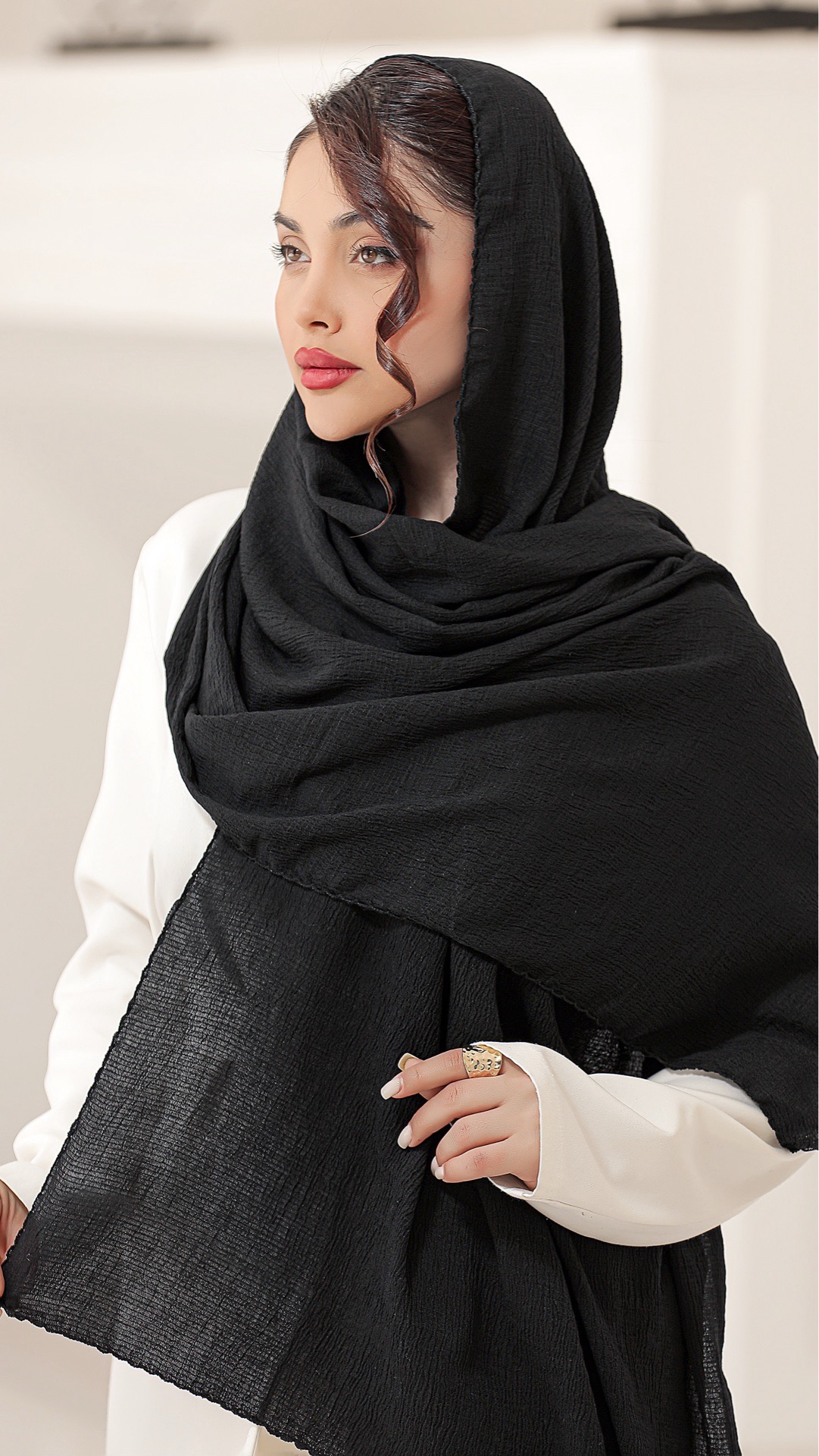 D1A3003C-D79A-450A-A782-3E2EFAF2E1DA شال شایسته مشکی تک دندان بافت سری 50 تایی - Image 1