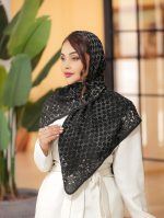 روسری دلوان  پارچه حریرنخ 6طرح در جین و پک 60تایی